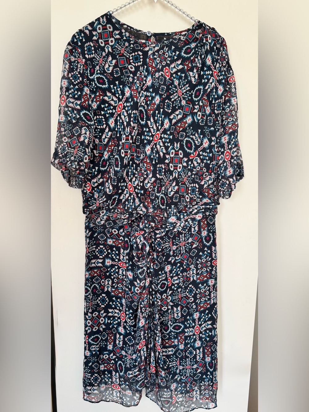 Isabel Étoile Marant Printed Boho Blouse in Navy, Red & Teal Size Fr44 US 12